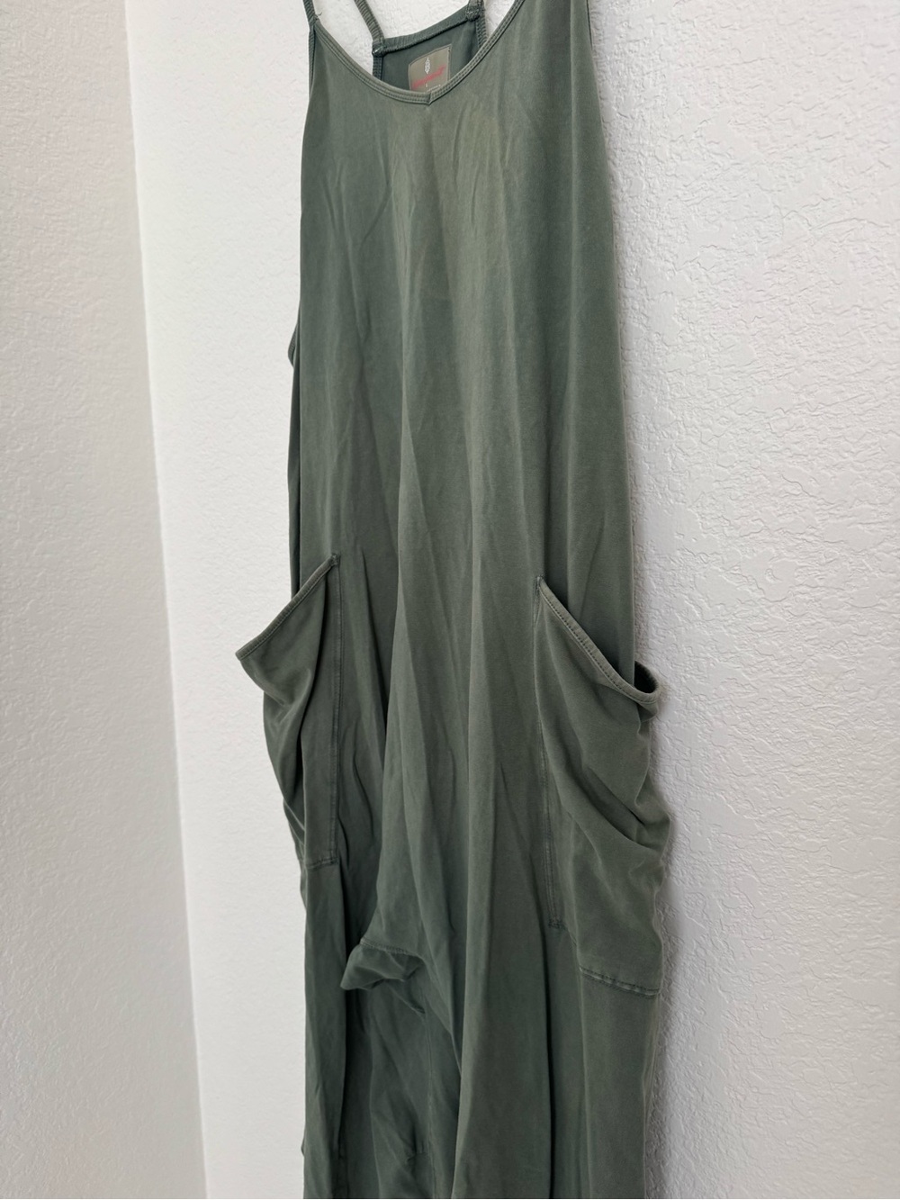 FP Movement Free People Olive Green Spaghetti Strap Jumpsuit with Pockets - Picture 8 of 11